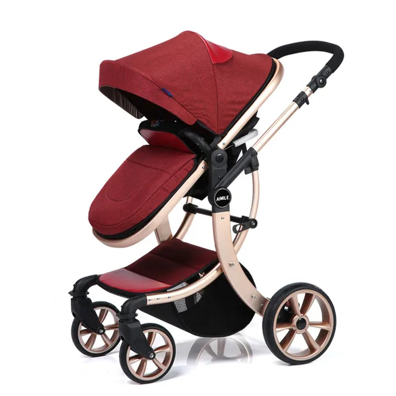 Luxury Baby Stroller 3 in 1,2024 New PU Leather Baby Stroller and Car Seat, High Landscape Portable Pushchair,White Pram