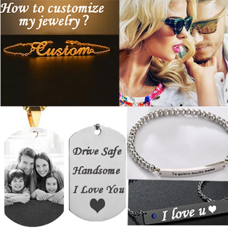 Personalized Engrave Name Bracelet For Women / Men