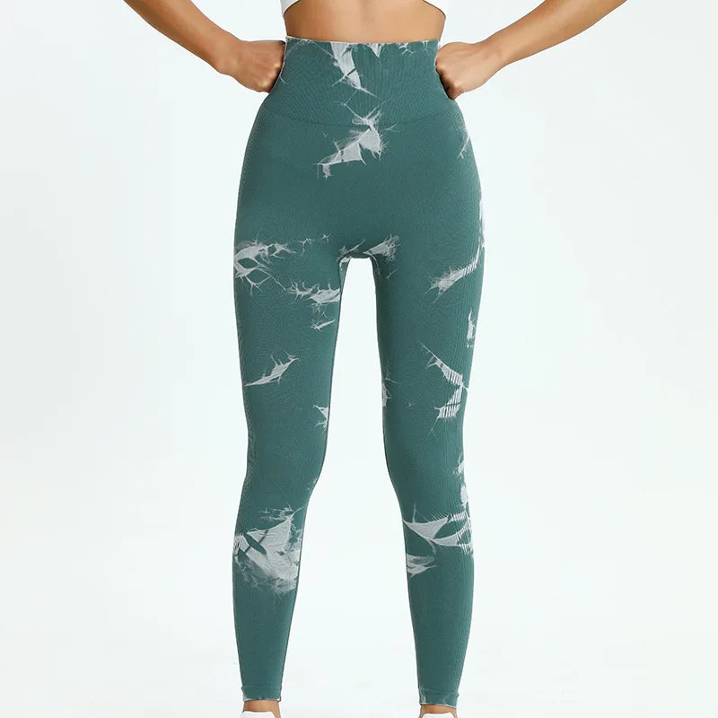 Women High Waist Seamless Tie Dyeing Leggings