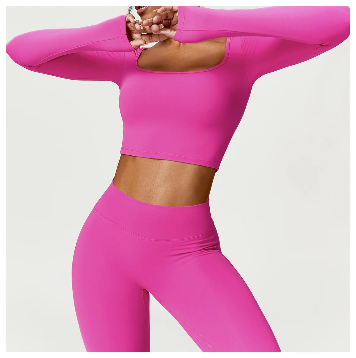 Women Crop Tops Long Sleeve Yoga T-shirts Solid Sports Top Running Shirts Sexy Exposed Navel Quick Dry Fitness Gym Sport Wear