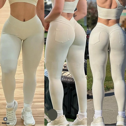 2024 V Waist Nylon Scrunch Yoga Pant Women Sport Legging Gym Squat Proof