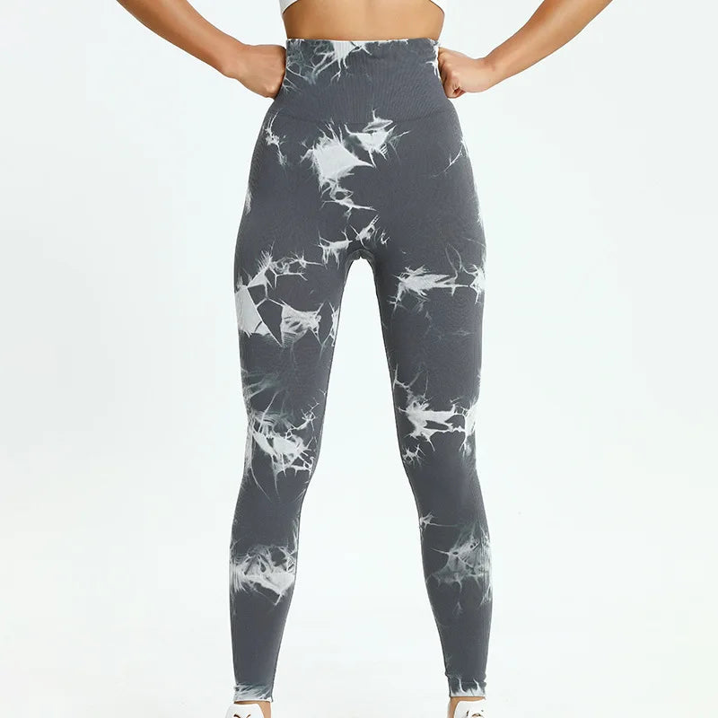 Women High Waist Seamless Tie Dyeing Leggings