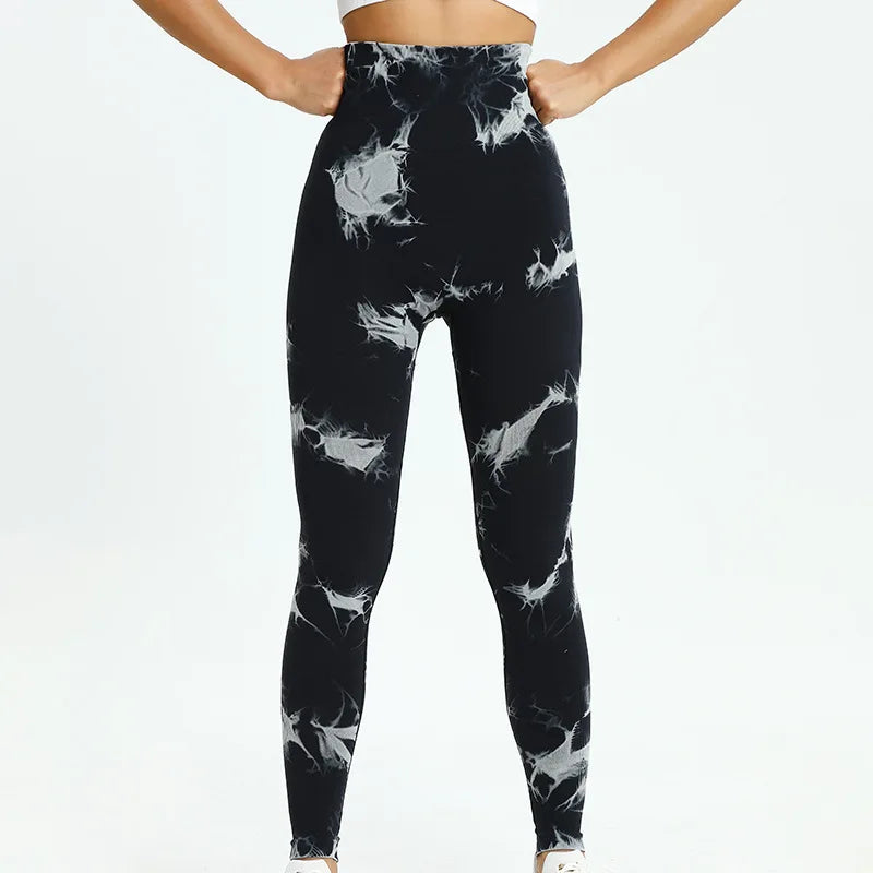 Women High Waist Seamless Tie Dyeing Leggings