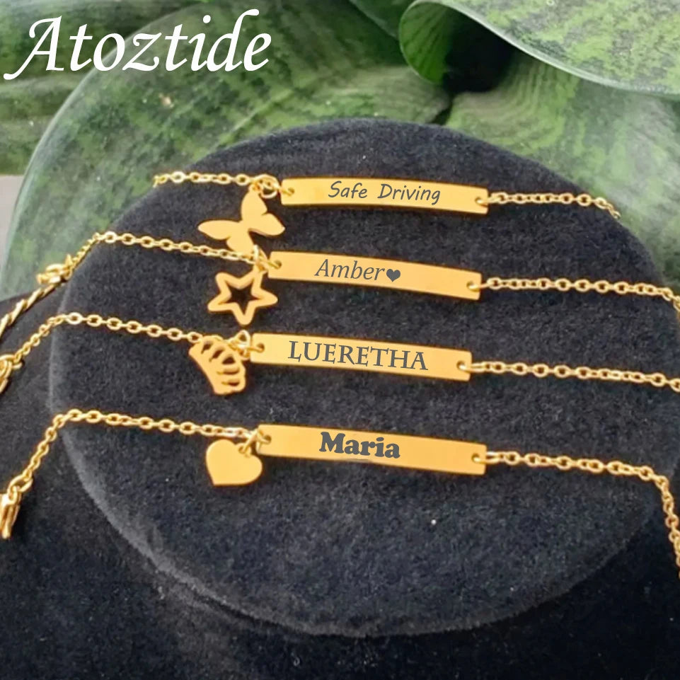 Personalized Engrave Name Bracelet For Women / Men